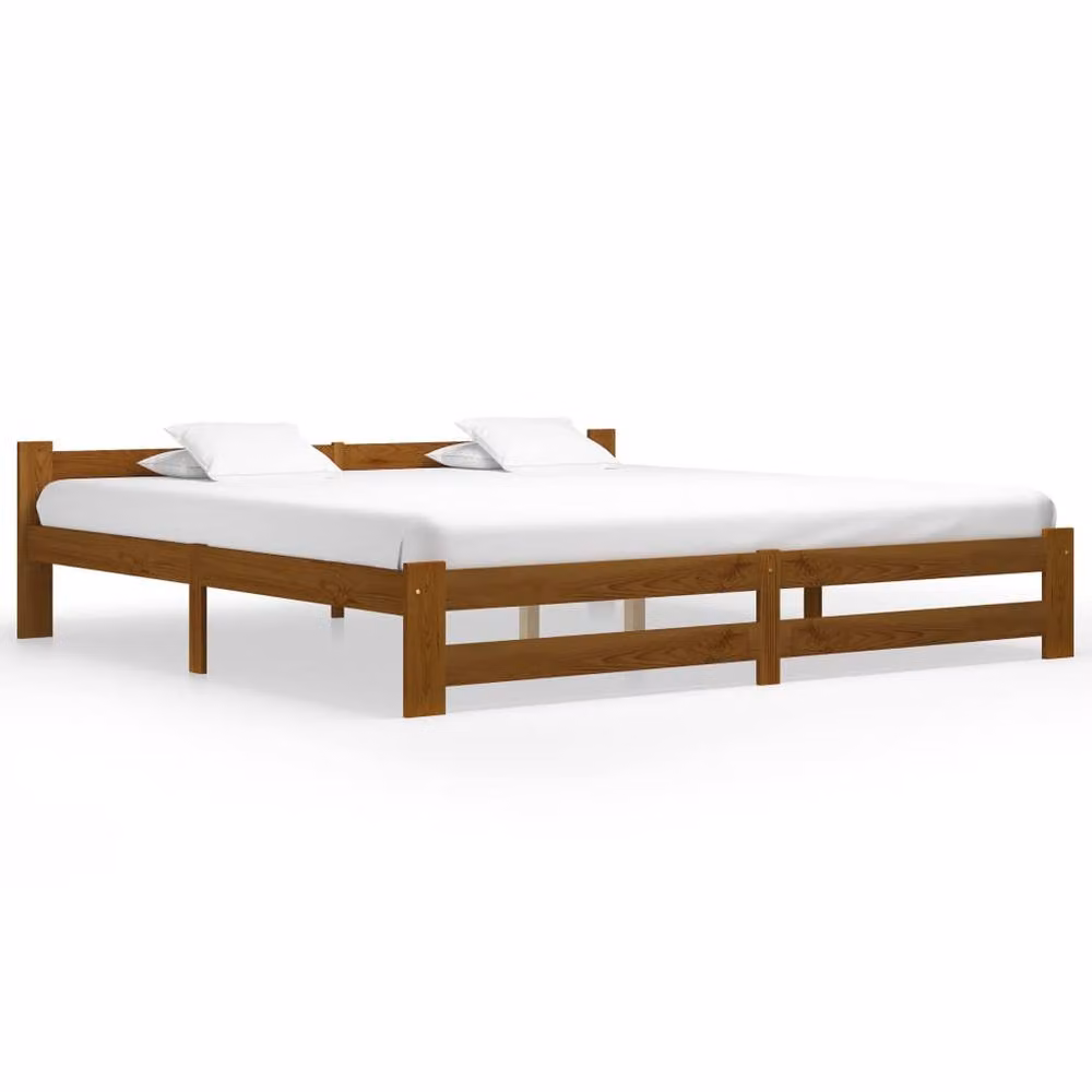 Berkfield Home Classic Bed Frame in Brown Solid Pine Wood, W/D/H: 200 x 200 cm – 2