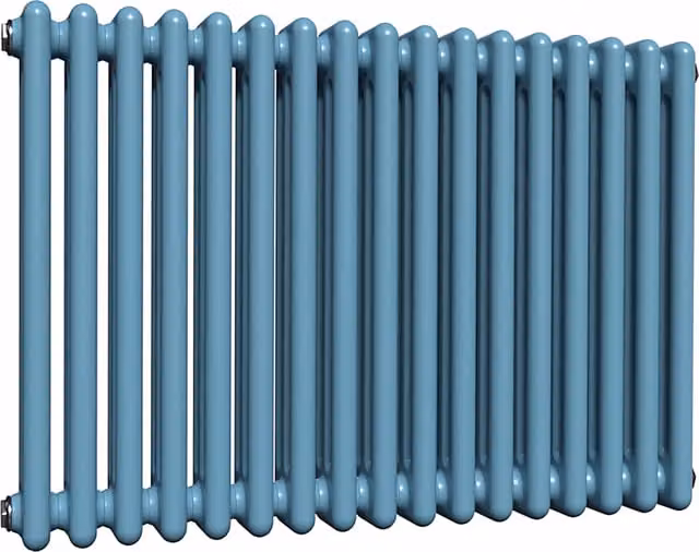 Lux Heat Horizontal 3 Column Steel Radiator in Blue, H 60.0 cm x W 78.5 cm x D 11.8 cm