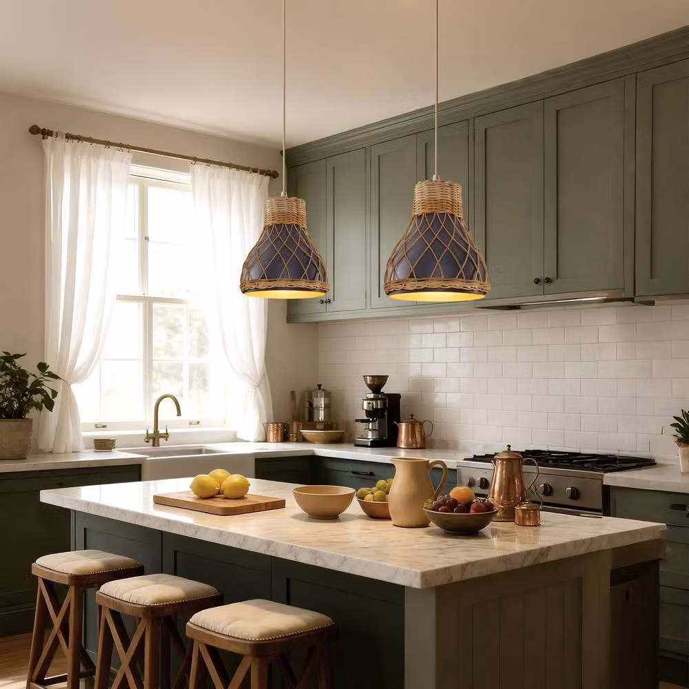 Living and Home Handmade Rattan Pendant Light in Grey – 4