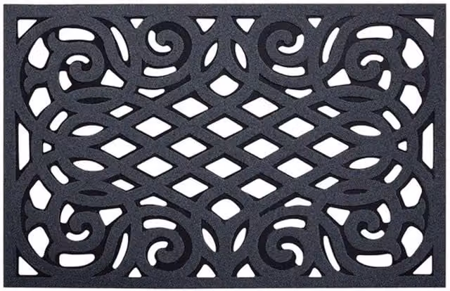 Nicoman Victorian Style Heavy Duty Non-Slip Outdoor Door Mat in Grey, W/D/H: 75 x 45 x 1 cm