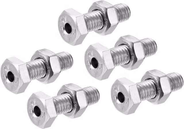VOGREX 5-Piece Silver Stainless Steel Hex Hollow Screws with Nuts M6x20mm