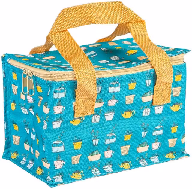 Little Botanics Nicola Spring Insulated Fabric Lunch Bag in Blue and Turquoise