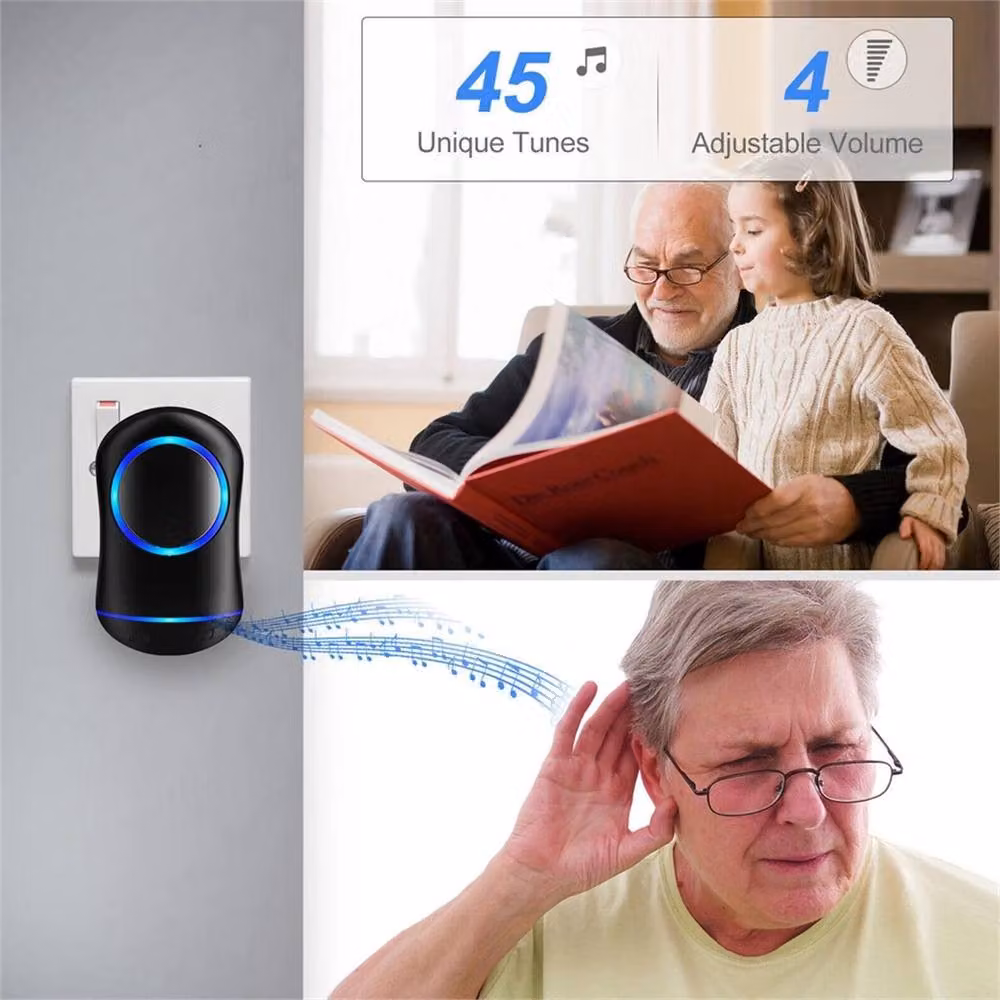 Nordara Wireless Doorbell Set with 1 Doorbell and 1 Receiver, Black, W: 1000 mm x H: 400 mm – 5