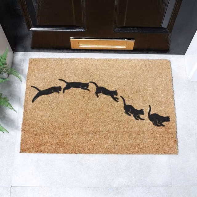Artsy Mats Jumping Cats Doormat in Brown, W/D: 60 x 40 cm