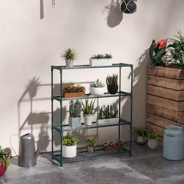 Outsunny Metal Plant Stand in Green