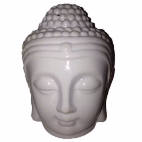 Ancient Wisdom KDMD Buddha Head Ceramic Tealight Oil Burner in White