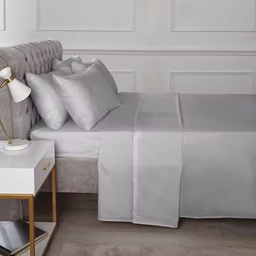 Rapport Home Silver Percale Flat Sheet, Double, 140 x 200 cm