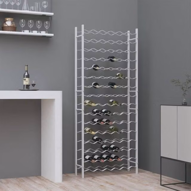 Berkfield Home White Metal Wall Mounted Wine Rack for 96 Bottles – 1