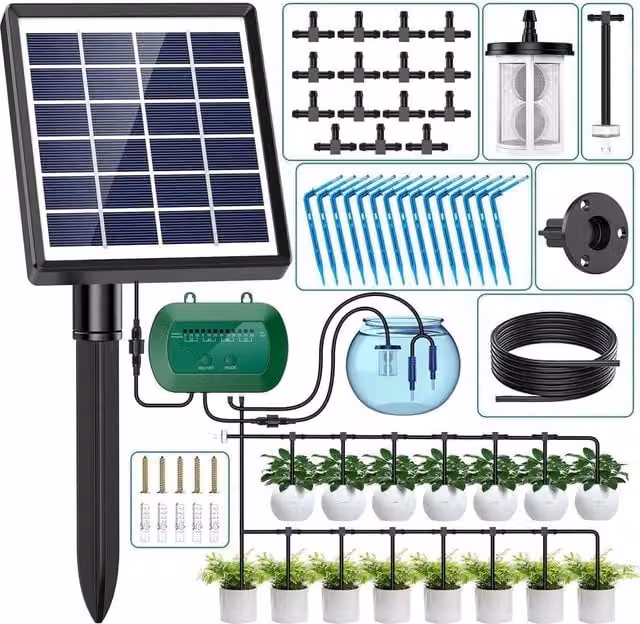 NESTLUNE Solar Drip Irrigation System in Green with Emitters and Tubing