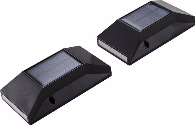 Livingandhome Set of 2 Black Solar-Powered Modern Outdoor Wall Lights with Warm White Up and Down Lighting