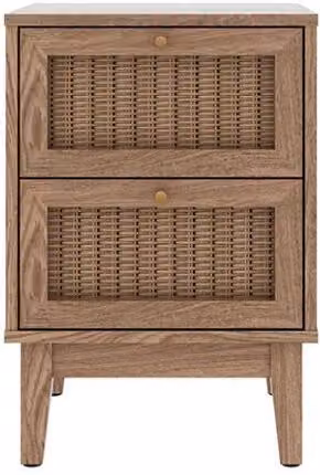 Netfurniture Chateau Bedside Cabinet in Oak with Rattan Details, W/D/H: 40.0 x 35.5 x 58.7 cm – 2
