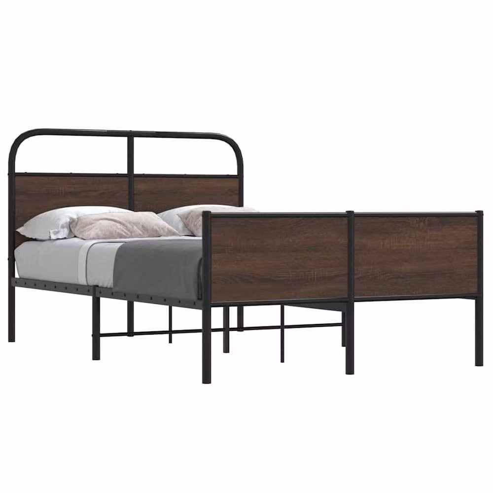 Berkfield Home Bed Frame in Brown Oak, W: 140 cm, D: 200 cm – 2