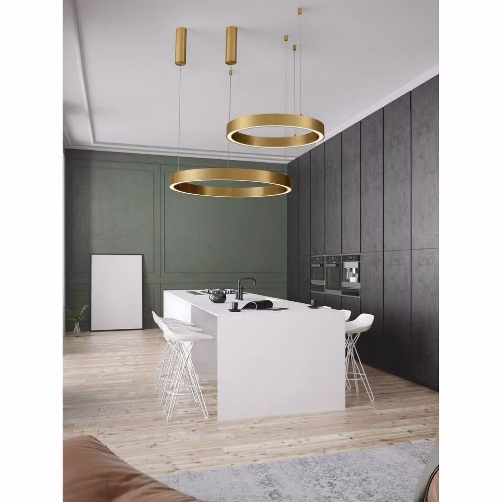 Nova Luce Sting 80cm LED Pendant Light in Gold/Brass, Dimmable, Warm White – 2