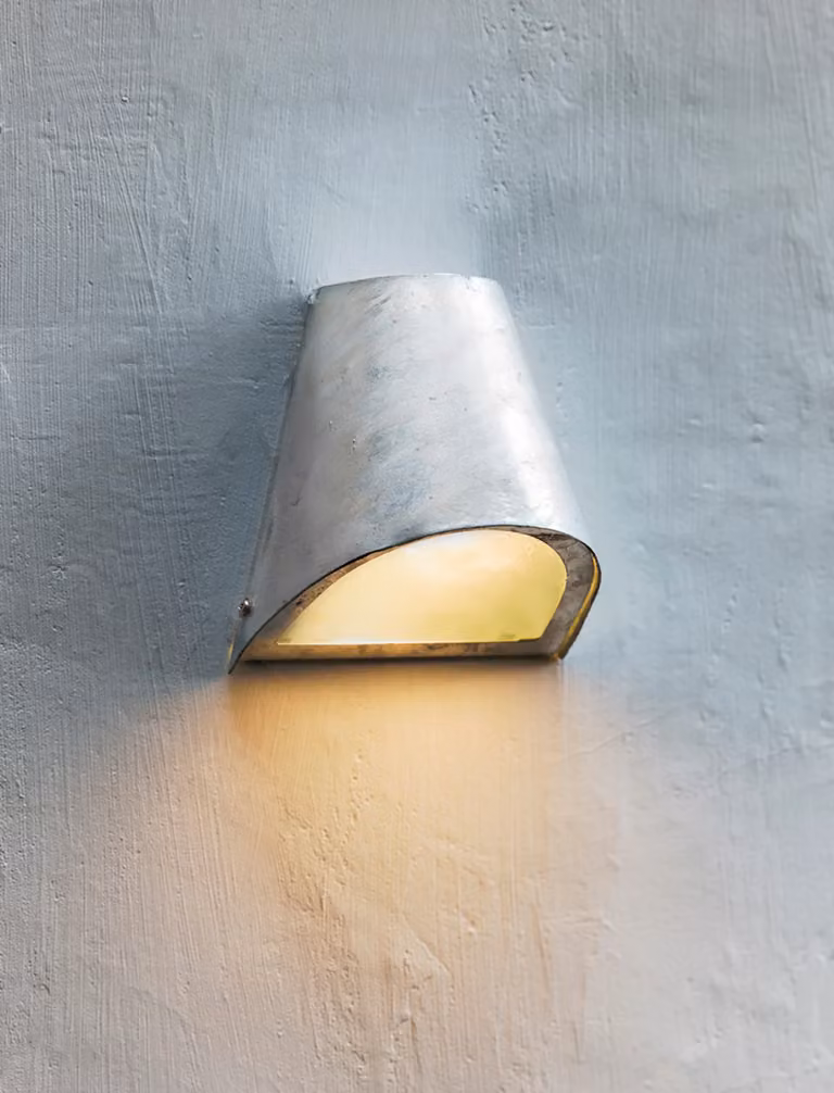 St Ives Funnel Light in Silver Metal and Glass for Wall or Path Lighting