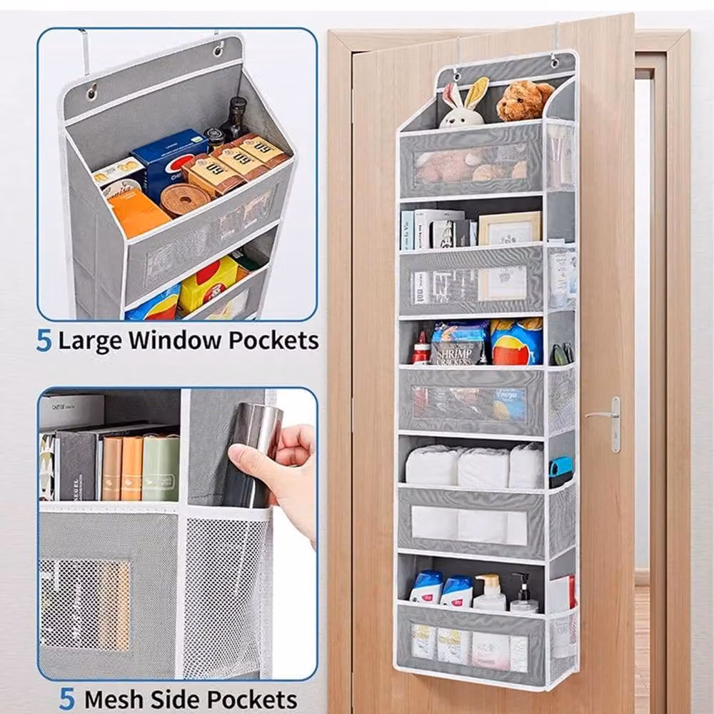 EONLION Grey 5-Pocket Over the Door Hanging Organiser, Width: 50 cm – 1