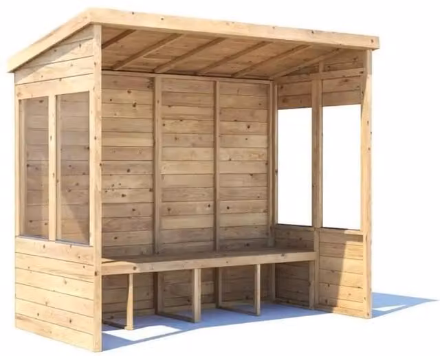 Dunster House Wooden Garden Arbour with Glazed Panels in Brown, W: 240 cm, D: 120 cm
