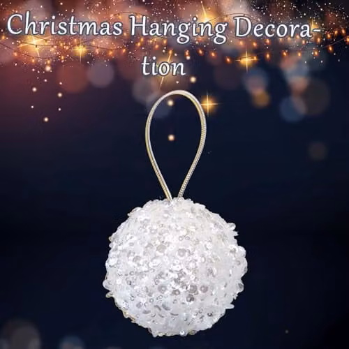 VFM e-Store Gold Christmas Hanging Ball Bauble Decoration, H 13 cm x W 8 cm – 1