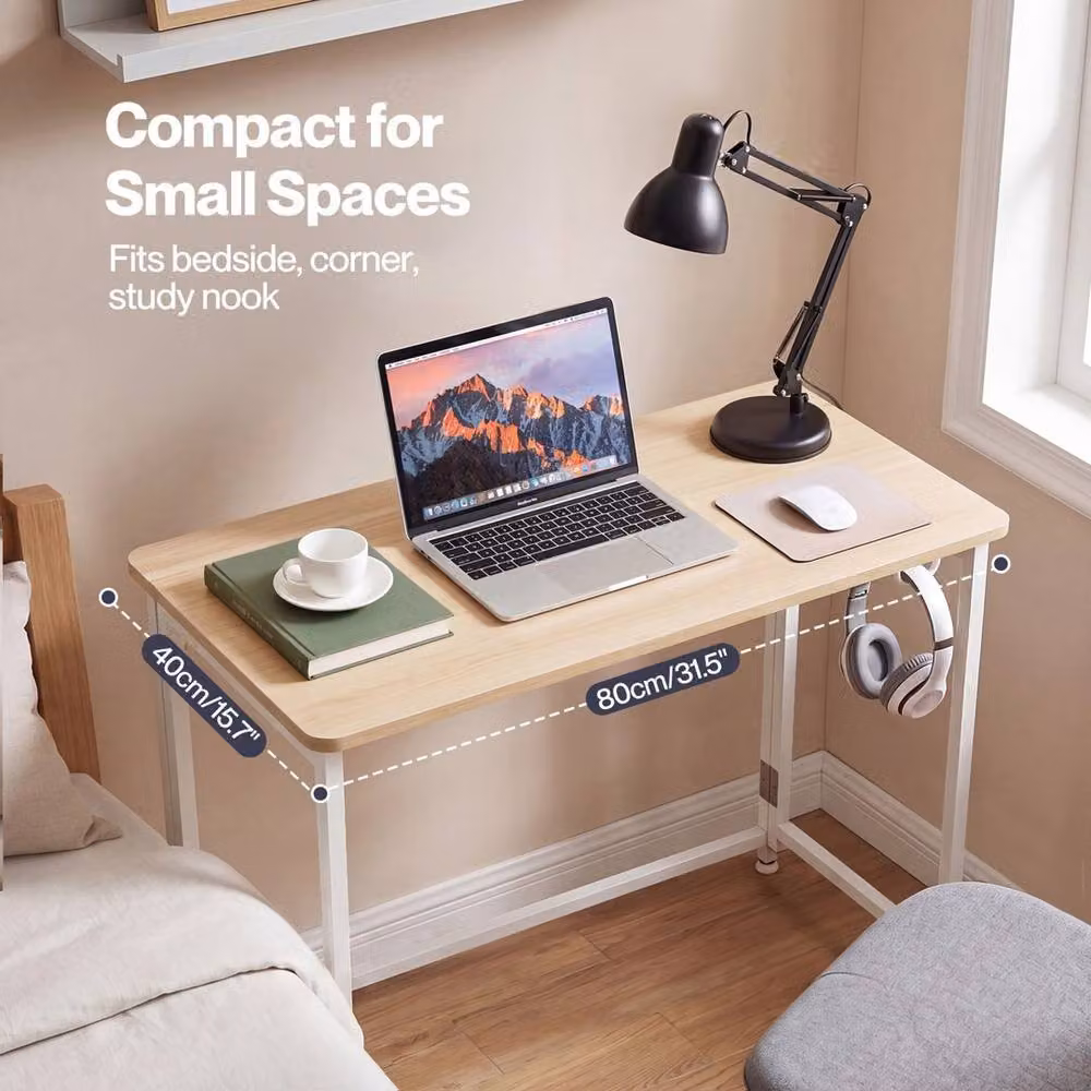 EONLION Folding Computer Desk and Small Laptop Study Table in Light Oak – 2