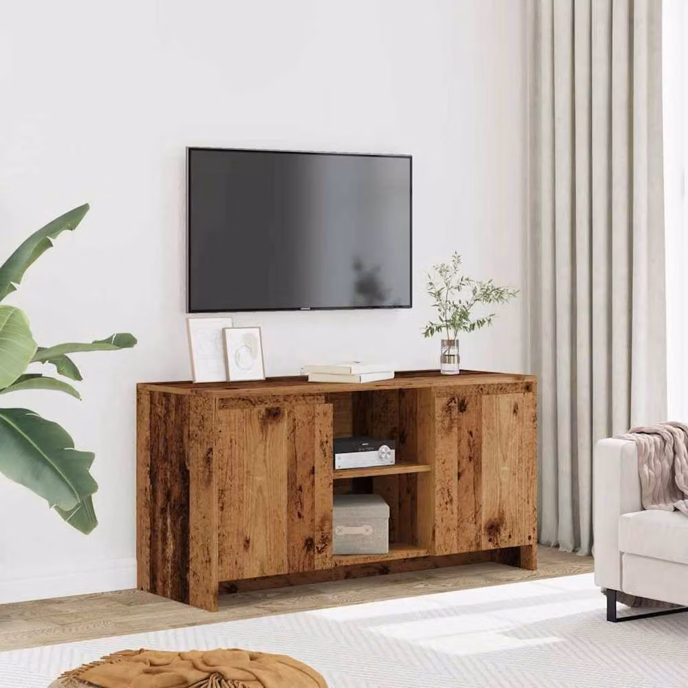Berkfield Home Rustic TV Cabinet in Brown Engineered Wood W: 102 cm, D: 37.5 cm, H: 52.5 cm – 3