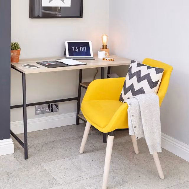 Teknik Four Legged Chair Pair in Yellow Fabric