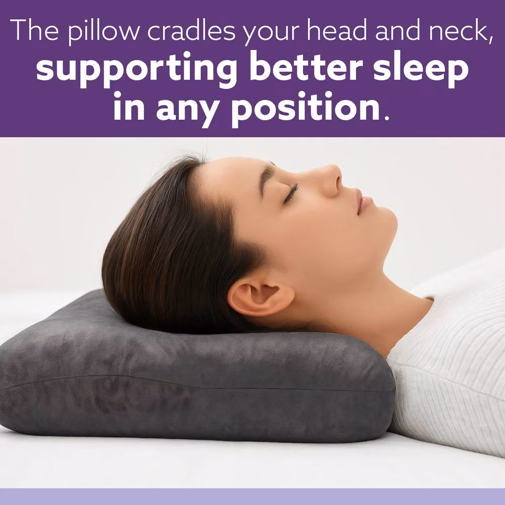 Aamira Grey Memory Foam Wedge Pillow with Adjustable Height and Removable Velvet Cover – 10