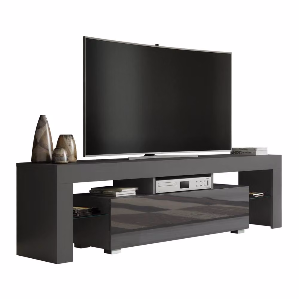 Creative Furniture Modern Glossy TV Unit in Grey, W: 160 cm, H: 45 cm, D: 35 cm – 3
