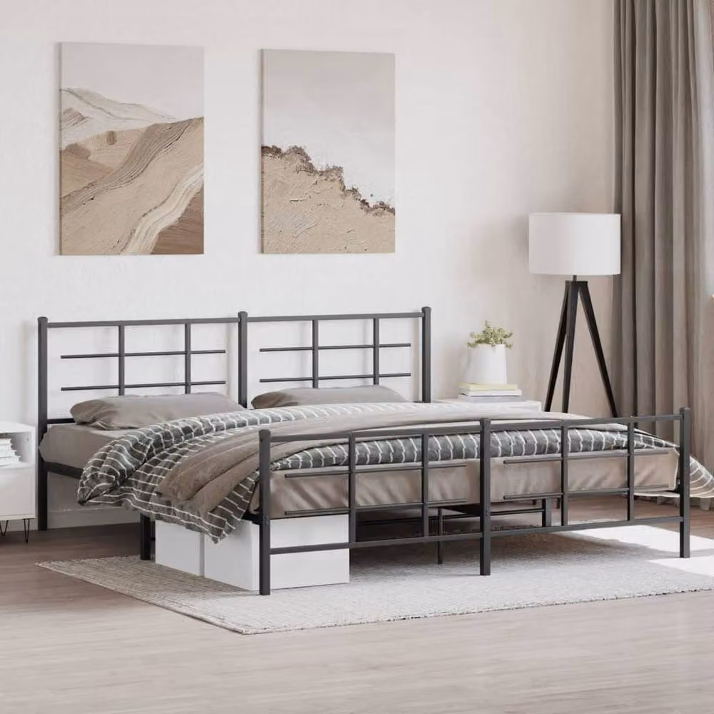 Berkfield Home Metal Bed Frame with Footboard in Black W/D/H: 193 x 203 x 90 cm – 2