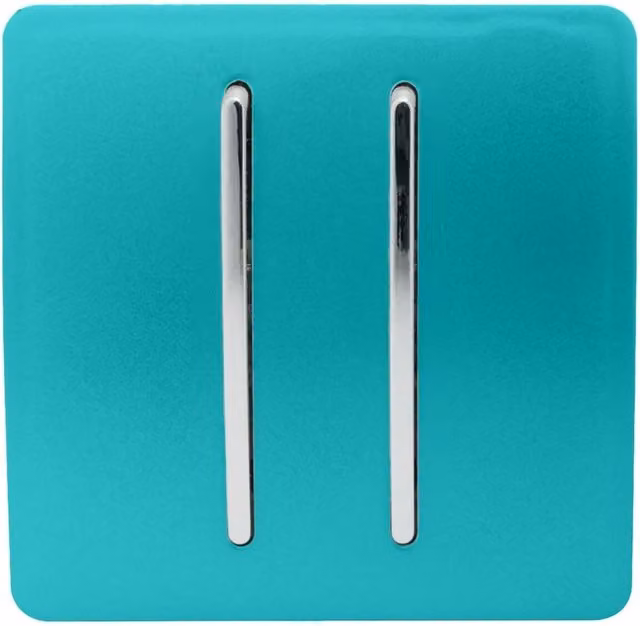 Trendi 2 Gang Combination Light Switch in Petrol Blue Plastic