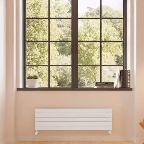 UK Radiators Typhoon Axis White Flat Tube Horizontal Designer Radiator, W: 120 cm, H: 34 cm – 2