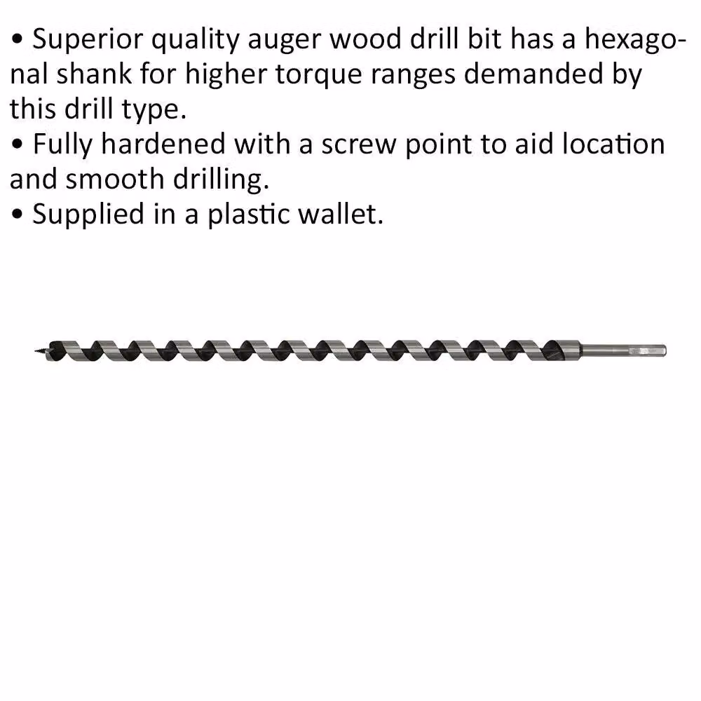 Loops Silver Hardened Auger Wood Drill Bit with Hexagonal Shank, Diameter: 20 mm, Length: 600 mm – 2
