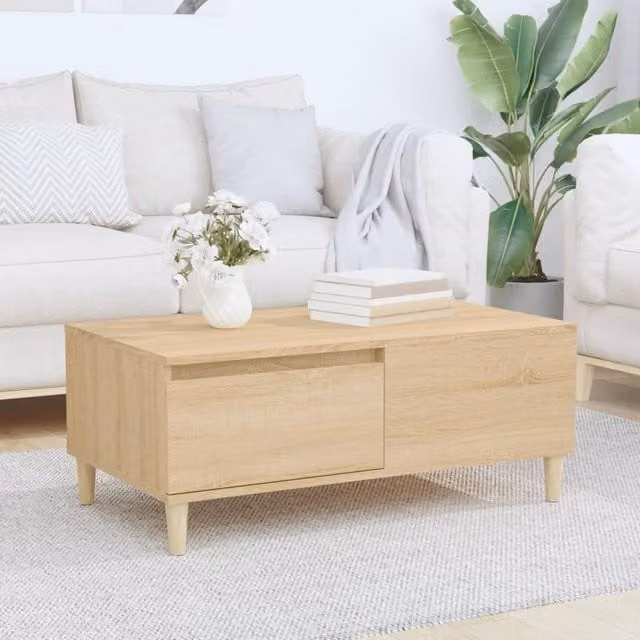 Berkfield Home Sonoma Oak Coffee Table in Brown, W: 90 cm, D: 50 cm, H: 36.5 cm