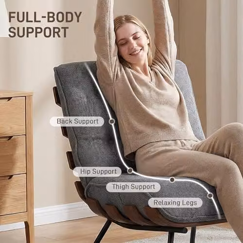 HOMCOM Modern Fabric Accent Chair with Armrests and Metal Frame in Grey and Black – 3
