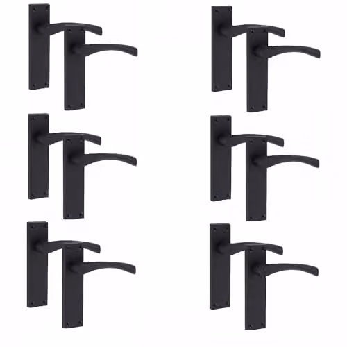 Golden Grace Victorian Scroll Door Handles with Latch, Matt Black, 6 Pairs – 1