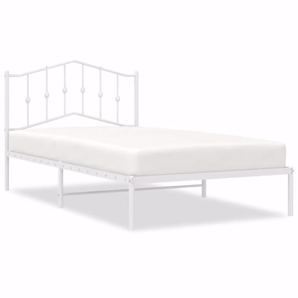 Berkfield Home Metal Bed Frame with Headboard, White, W/D/H: 100 x 200 cm – 2