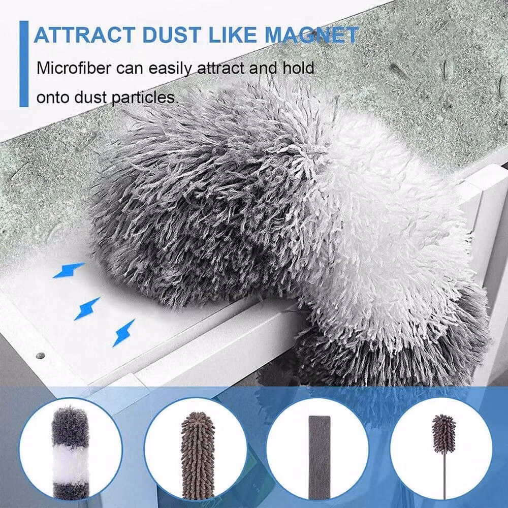 Havendro Extendable Microfibre Feather Duster with Telescopic Stainless Steel Handle, Grey, Length: 2.8 m – 2