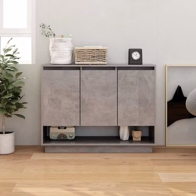 Berkfield Home Modern Sideboard in Concrete Grey, W/D/H: 97 x 31 x 75 cm – 1