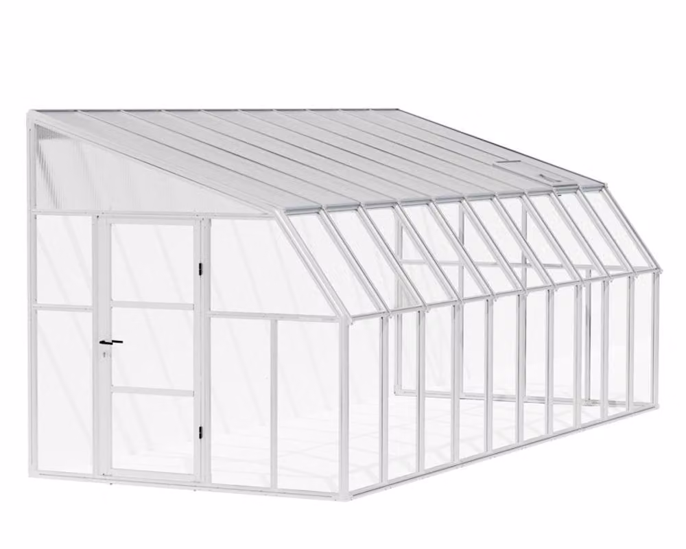 Palram Lean To Greenhouse Sun Room in White, W: 257 cm, H: 266 cm – 2