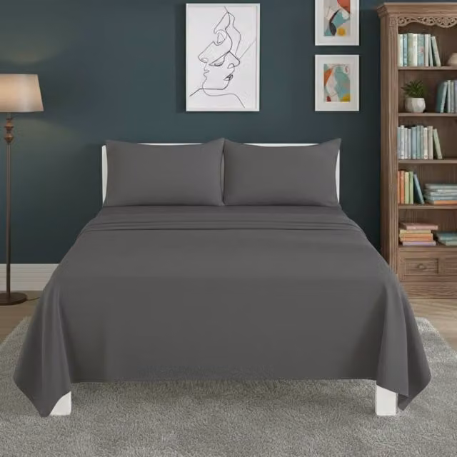 Snug City Grey Polycotton Easy Care Flat Bed Sheet, King Size, 180 x 200 cm – 1