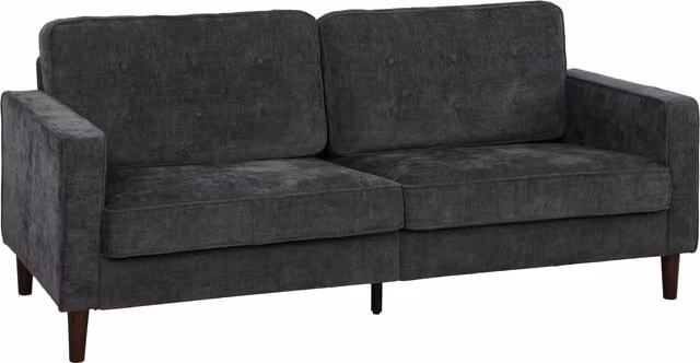 HOMCOM 3 Seater Button Tufted Velvet Sofa in Grey with Wood Legs