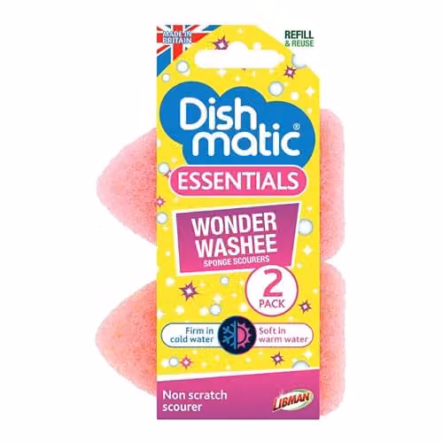 Dishmatic Wonder Washee Refills, Dual Action and Heat Sensitive, Pink, Pack of 2 – 2
