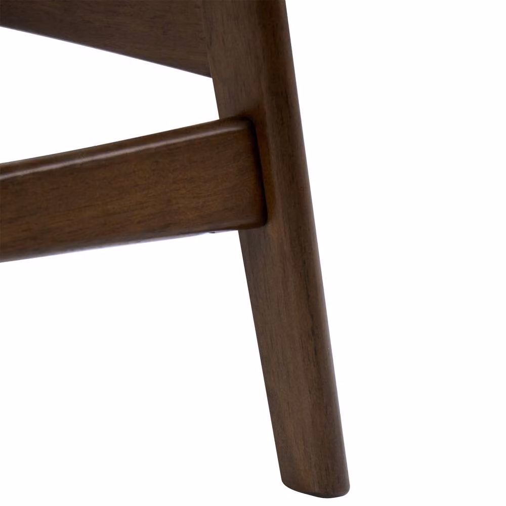 Wyld and Coco Set of 2 Brown Rubberwood Bar Chairs with Beige Boucle Seats – 3