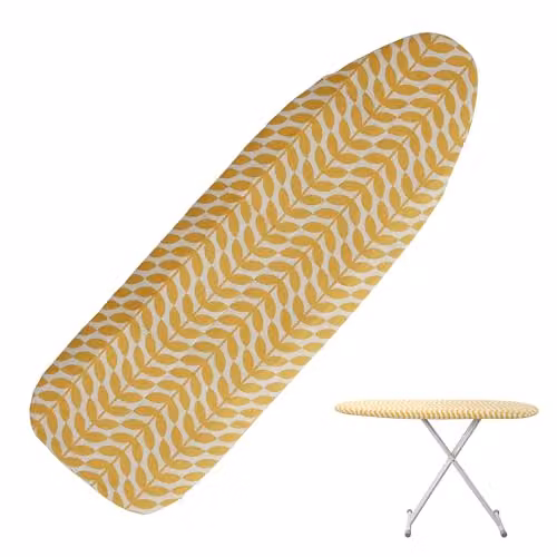 Orsina Flower Ironing Board Cover in Yellow and White with Cotton Fabric, W: 125 cm, D: 48 cm