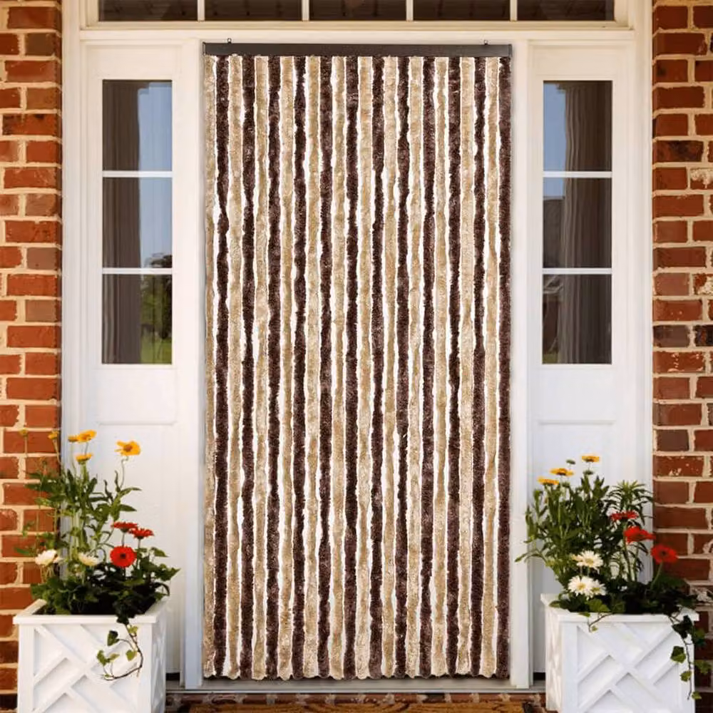 Berkfield Home Opaque Striped Chenille Fabric Panel in Beige and Brown, W/H: 100 x 220 cm – 2
