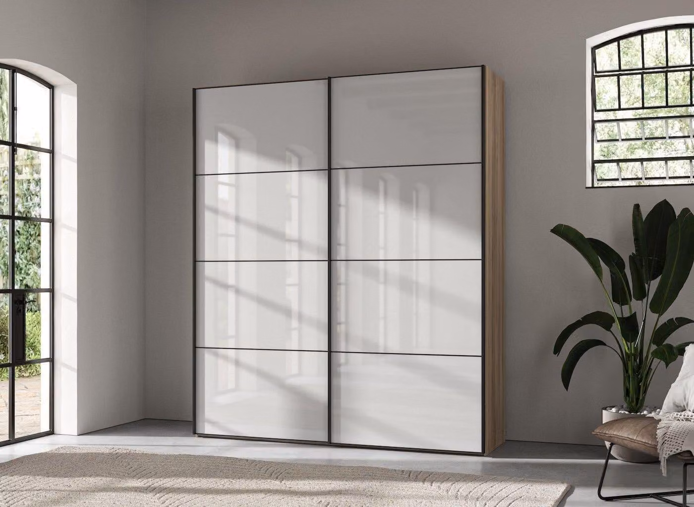 Wiemann Roberts Medium 2-Door Sliding Wardrobe in White Glossy Finish
