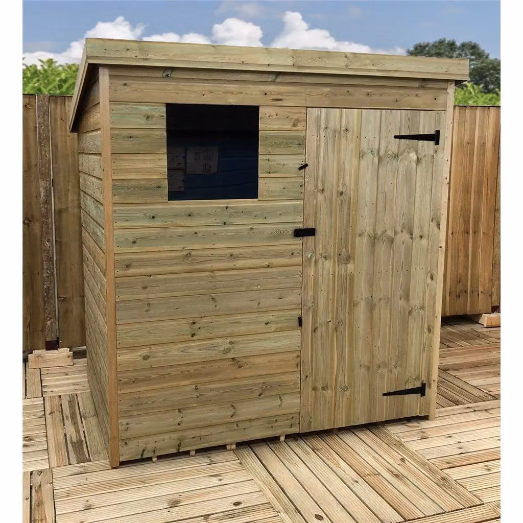 Marlborough Pressure Treated Pent Garden Shed with Single Door in Sand – 2