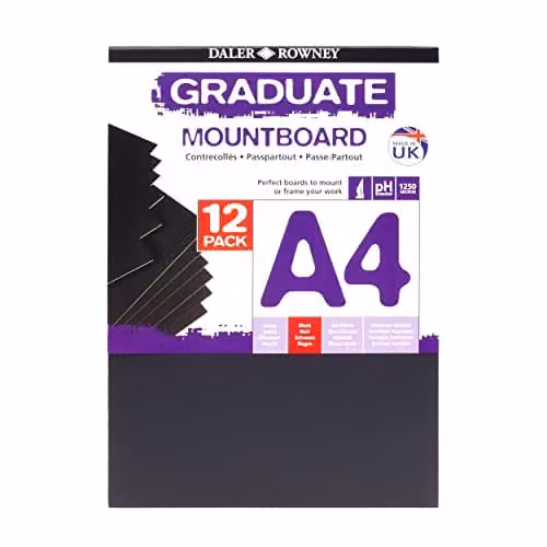 Daler-Rowney Graduate A4 Black Smooth Surface Mountboard Pack of 12