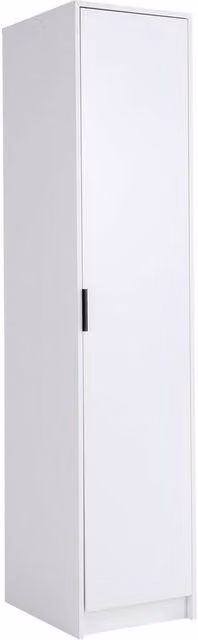 FORGEVIO Modern White Wardrobe with Hinged Doors, Internal Shelves and Hanging Rod – 1