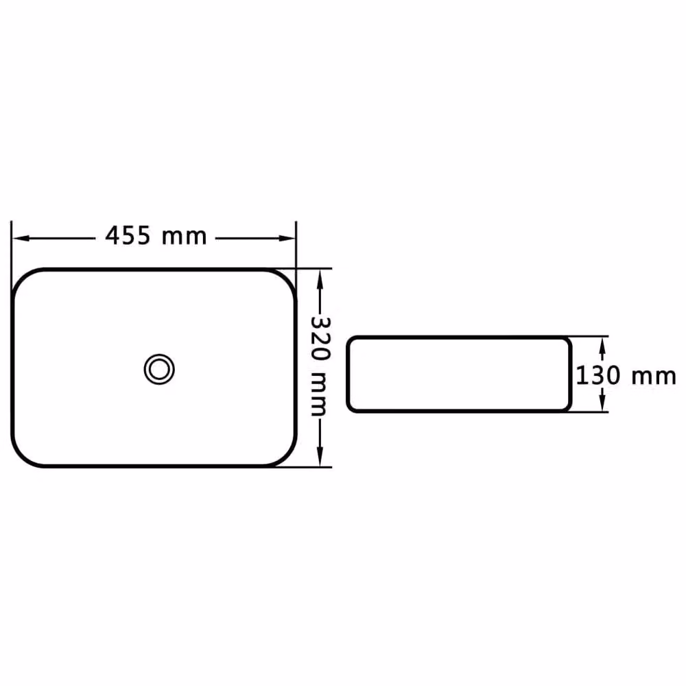 Berkfield Black Ceramic Rectangular Countertop Wash Basin W: 45.5 cm, D: 32 cm, H: 13 cm – 5