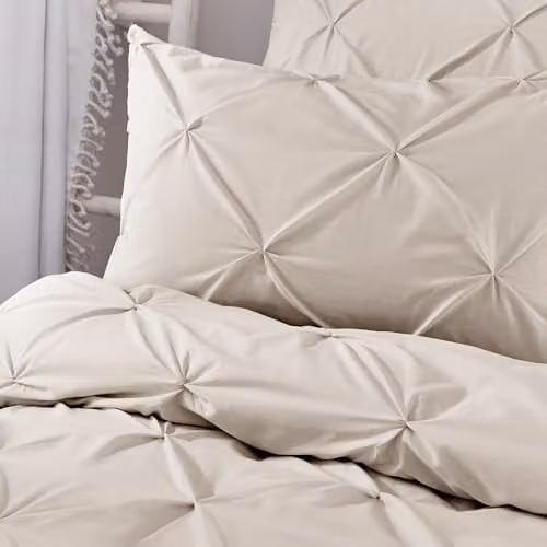 Serene Lara Collection Luxury Ruched Duvet Cover and Pillowcase Set in Beige, W/D/H: 260 x 220 x 200 cm