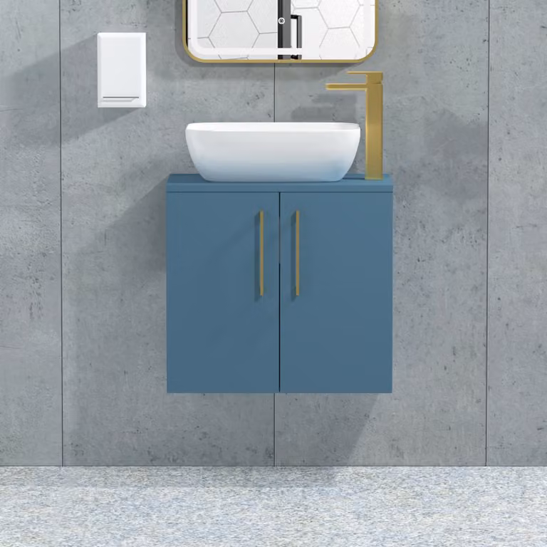 Royal Bathrooms Modena 800mm Wall Hung Vanity Unit with Countertop Basin in Satin Blue